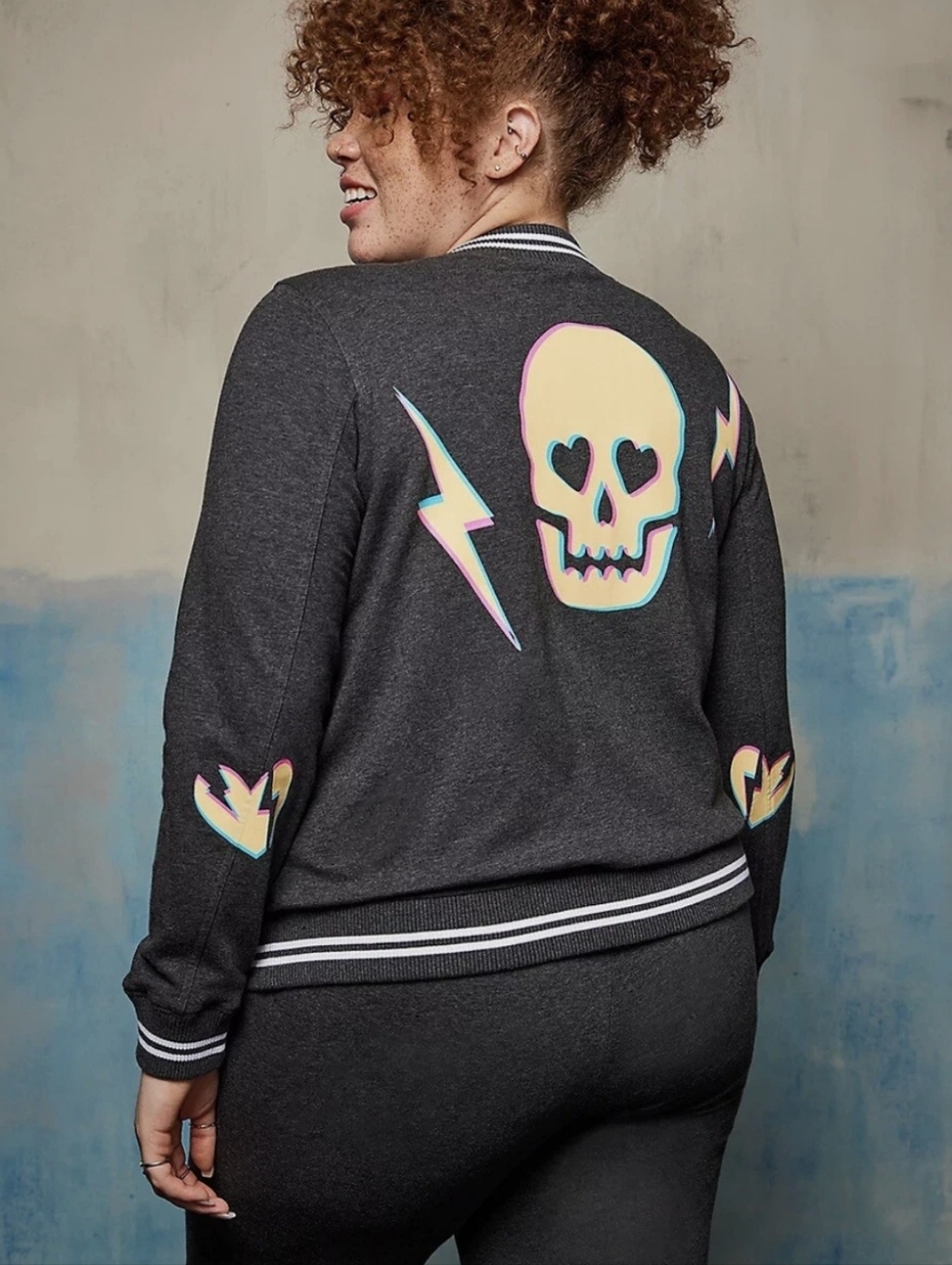 Torrid Lovesick Skull Bomber Jacket Sz 0